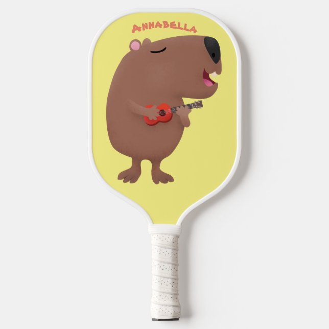 Niedliche singende Capybara ukulele Cartoon Illust Pickleball Schläger (Vorderseite)