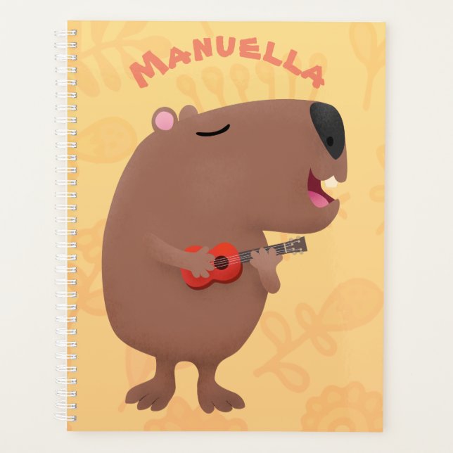 Niedliche singende Capybara ukulele Cartoon Illust Planer (Vorderseite)