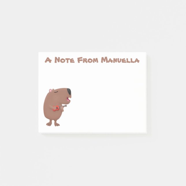 Niedliche singende Capybara ukulele Cartoon Illust Post-it Klebezettel (Vorderseite)