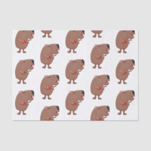 Niedliche singende Capybara ukulele Cartoon Illust Seidenpapier