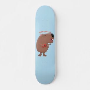 Niedliche singende Capybara ukulele Cartoon Illust Skateboard
