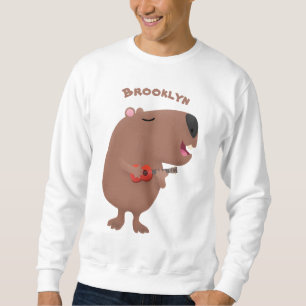 Niedliche singende Capybara ukulele Cartoon Illust Sweatshirt