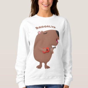 Niedliche singende Capybara ukulele Cartoon Illust Sweatshirt