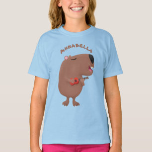 Niedliche singende Capybara ukulele Cartoon Illust T-Shirt