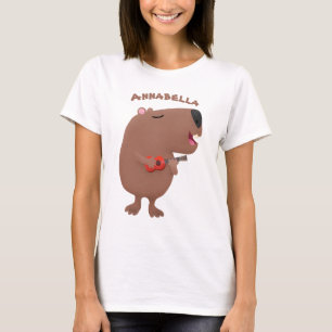 Niedliche singende Capybara ukulele Cartoon Illust T-Shirt
