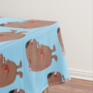 Niedliche singende Capybara ukulele Cartoon Illust Tischdecke