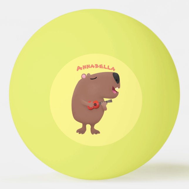 Niedliche singende Capybara ukulele Cartoon Illust Tischtennisball (Vorderseite)