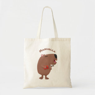 Niedliche singende Capybara ukulele Cartoon Illust Tragetasche