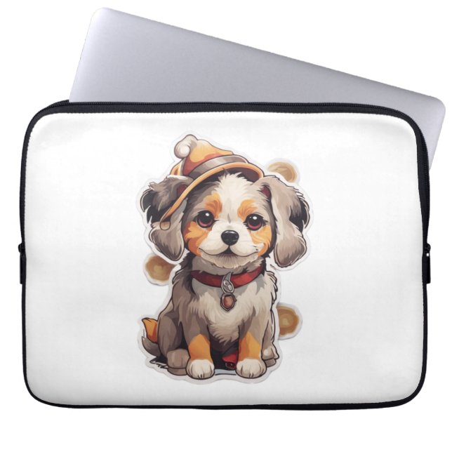 Niedliche Single-Hund-Aufkleber Laptopschutzhülle (Vorderseite)