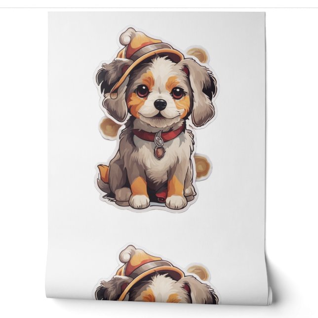 Niedliche Single-Hund-Aufkleber Tapete (Abrollen)