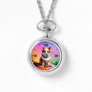 Niedliche Sitzung Corgi Dog-336633 Armbanduhr