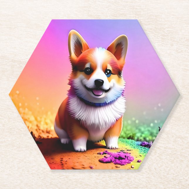 Niedliche Sitzung Corgi Dog-33663 Untersetzer (Vorderseite)