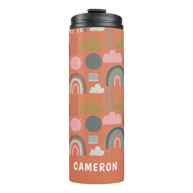 Niedliche skandinavische Regenbows Personalisiert Thermosbecher (Vorderseite)