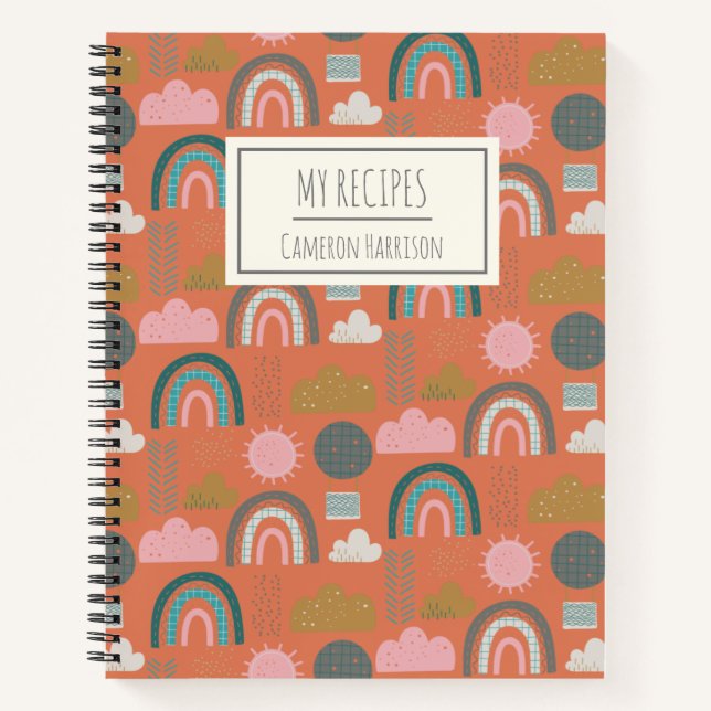 Niedliche skandinavische Regenbows Personalisierte Notizbuch (Vorderseite)
