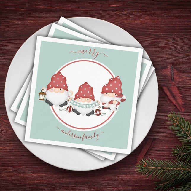 Niedliche skandinavische Weihnachtsgnomen Serviette (Von Creator hochgeladen)