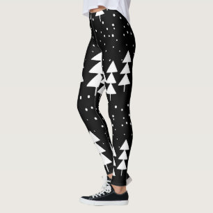 Niedliche skandinavische Weihnachtsschwarz-weiße  Leggings