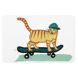 Niedliche Skateboarding Kitekatze Magnet