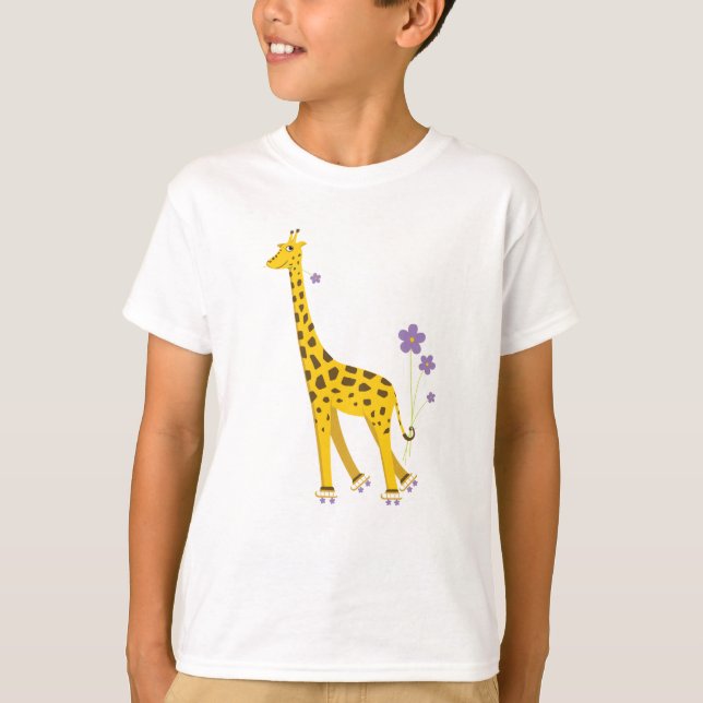 Niedliche Skaten-Giraffen-Kinder T-Shirt (Vorderseite)
