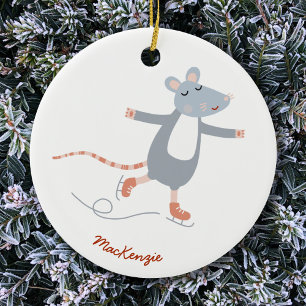 Niedliche Skaten-Maus Personalisiert Keramik Ornament