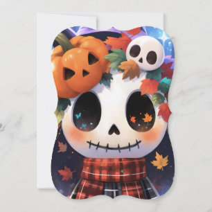 Niedliche Skeleton Halloween Kinderdusche Einladung