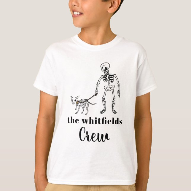Niedliche Skeleton Hunde Walker Halloween Familie  T-Shirt (Vorderseite)