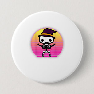 Niedliche Skelettband Halloween Retro Vaporware Mä Button