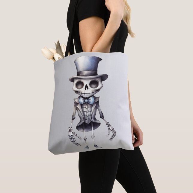Niedliche Skelettbow-Krawatte Top Hat Silver Hallo (Von Nahem)
