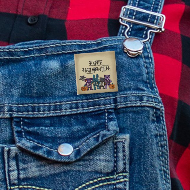 Niedliche Skeletttiere und Pumpkins Halloween Button (Von Creator hochgeladen)