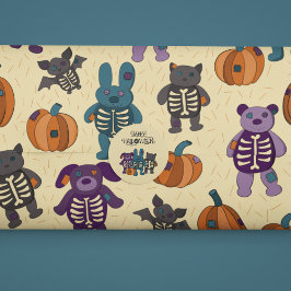 Niedliche Skeletttiere und Pumpkins Halloween Geschenkpapier