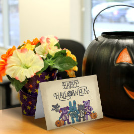 Niedliche Skeletttiere und Pumpkins Halloween Karte