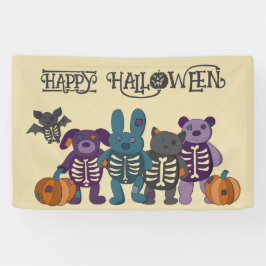 Niedliche Skeletttiere und Pumpkins-Halloween-Part Banner