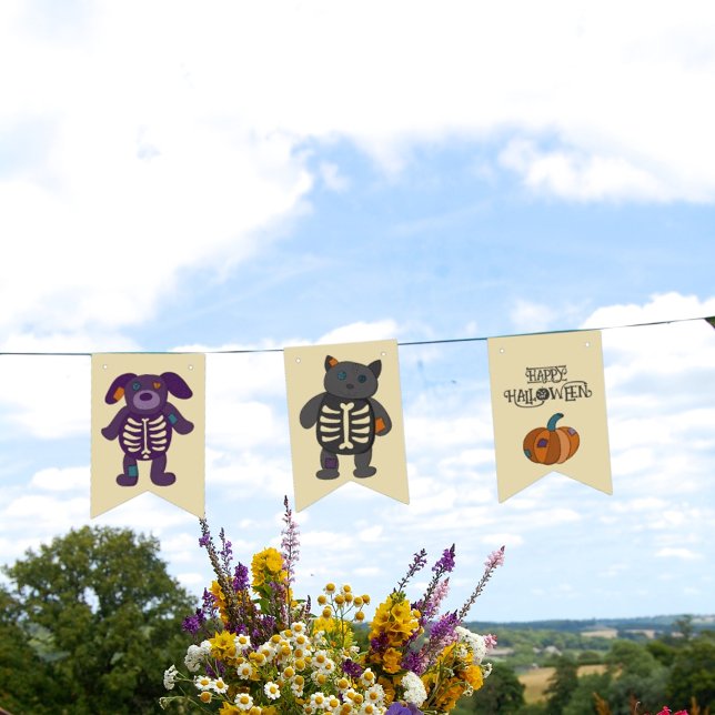 Niedliche Skeletttiere und Pumpkins-Halloween-Part Wimpelkette (Von Creator hochgeladen)