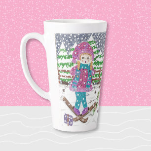 Niedliche SkitourenIllustration Latte Tasse