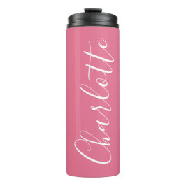 Niedliche Skripttypografie Name Bright Pink Thermosbecher