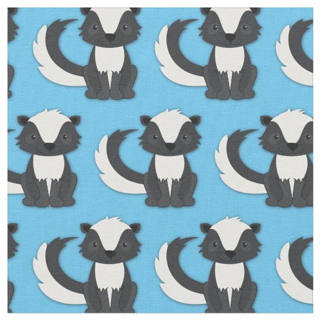 Niedliche Skunks Kids Blue Stoff (Nahaufnahme)