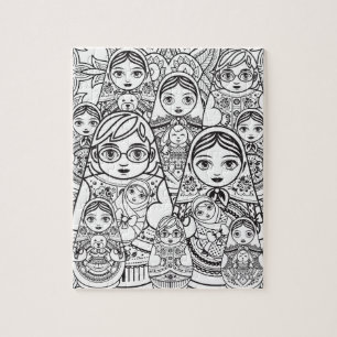 Niedliche slawische Folk Art Nesting Puppen Famili Puzzle