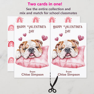 Niedliche Sleeping Bulldog Kid's Valentine Party C Postkarte