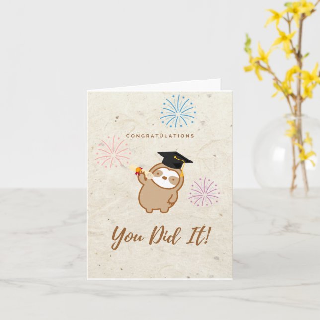 Niedliche Sloth Abschluss-Karte Karte (Gelbe Blume)