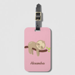 Niedliche Sloth Animal Illustration auf rosa Mit M Gepäckanhänger