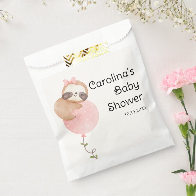 Niedliche Sloth Baby Girl Babydusche Geschenktütchen (Versiegelt)