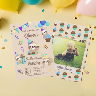 Niedliche Sloth Birthday Party Einladung