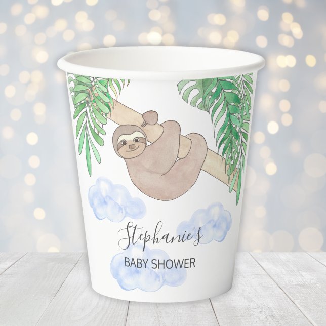 Niedliche Sloth Boy's Baby-Dusche Pappbecher (Von Creator hochgeladen)