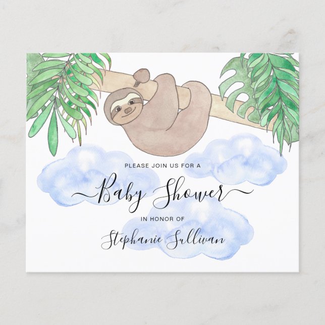 Niedliche Sloth Boy's Baby Shower Einladung (Vorderseite)