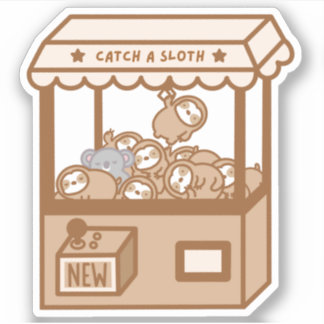 Niedliche Sloth Claw Maschine Vinyl Sticker