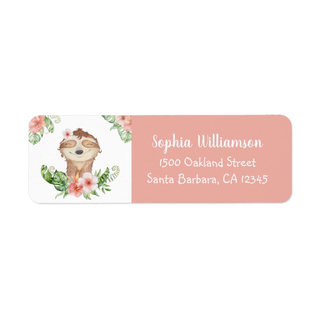 Niedliche Sloth Floral Geburtstag Blush Pink (Vorne)