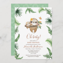 Niedliche Sloth Greenery Watercolor Babydusche