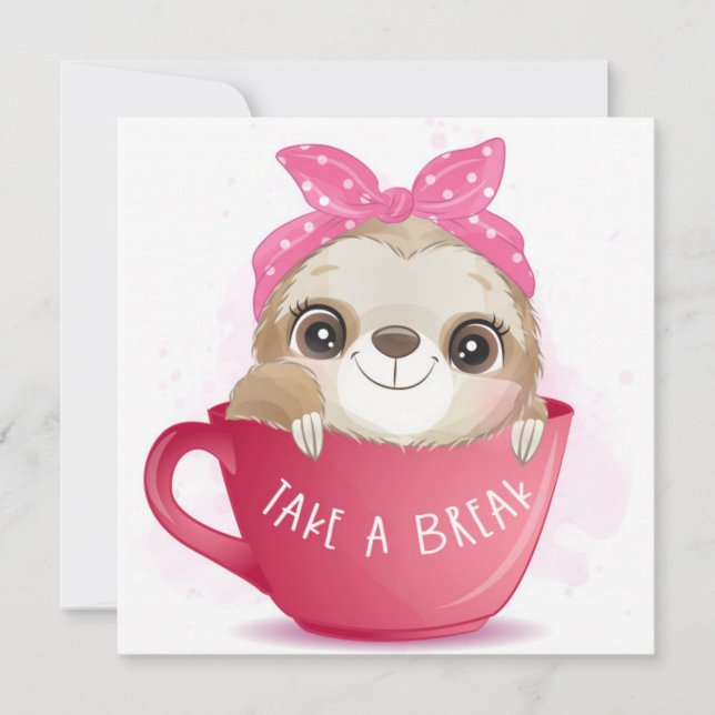 Niedliche Sloth Holiday Card Feiertagskarte (Vorderseite)