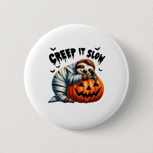 Niedliche Sloth Mummy Kürbislaterne Hall Button