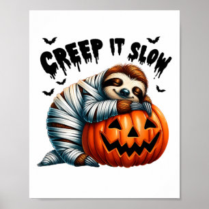 Niedliche Sloth Mummy Kürbislaterne Hall Poster