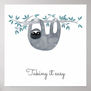 Niedliche Sloth Typografie Poster